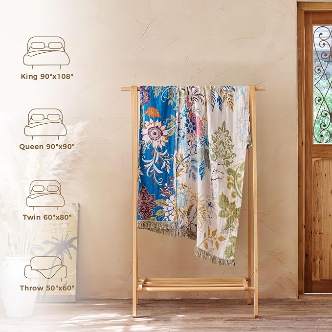LUTBM Boho Throw Blanket for Bed Cotton Summer Blankets Twin Size for Bedroom - Image 6