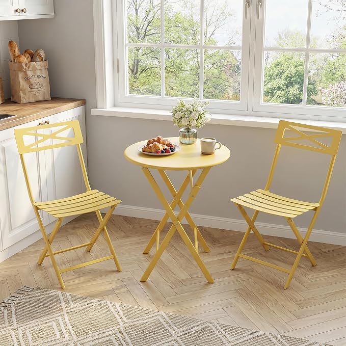 GarveeTech 3-Piece Folding Bistro Set, Heavy Duty Outdoor Patio Furniture - Image 9