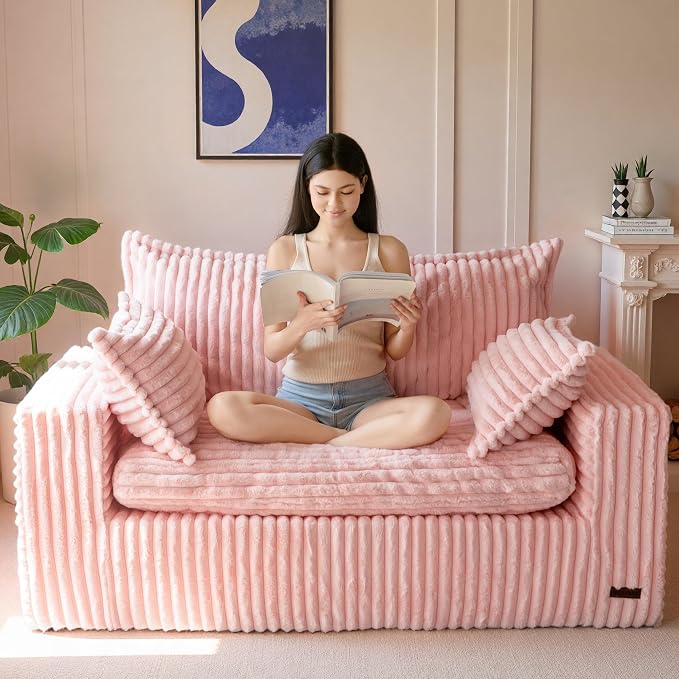 MAXYOYO 59" Bean Bag Sofa Couch, Loveseat Boneless Couch in a Box, Upholstered by MAXYOYO