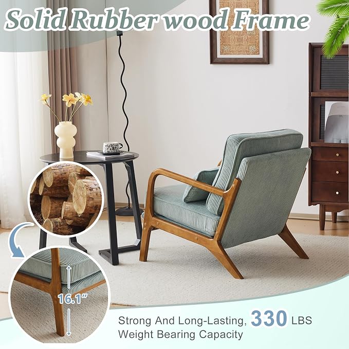 VINGLI Upgraded Premium Corduroy Accent Chairs Set of 2, Upholstered Arm Chair - Image 5