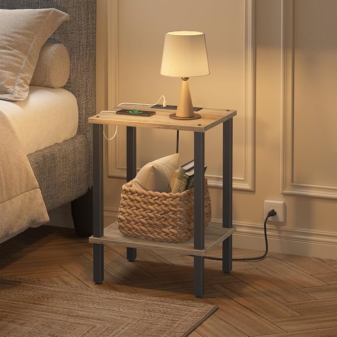 TUTOTAK End Table with Charging Station, Small Side Table with Outlets - Image 5