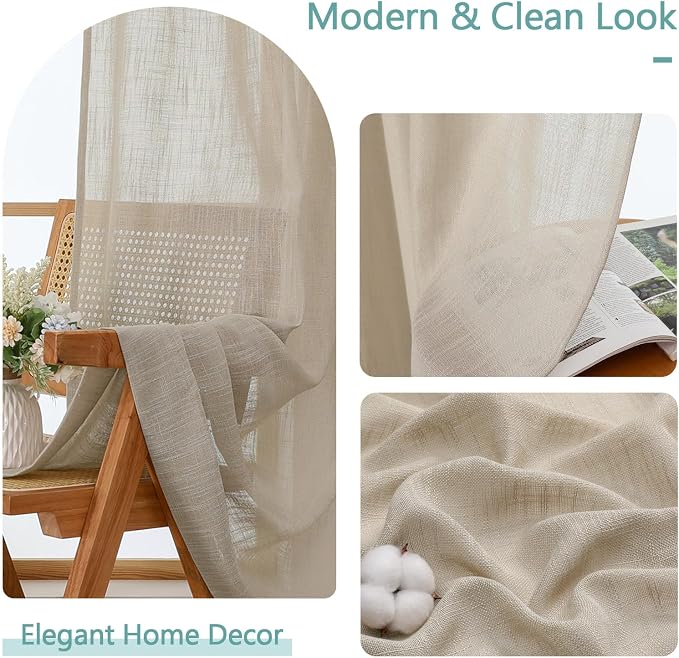 Chyhomenyc Semi Sheer Curtains 54 Inch Length - Image 8