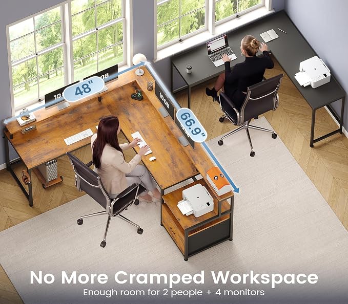 SEDETA 66" L Shaped Desk with Power Outlet, Reversible Home Office Computer - Image 6