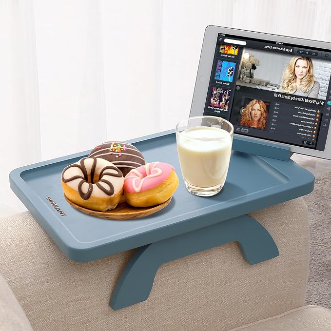 SINWANT Couch Arm Table, Bamboo Sofa Clip on Tray Tables, Sofa Armrest Tray by SINWANT
