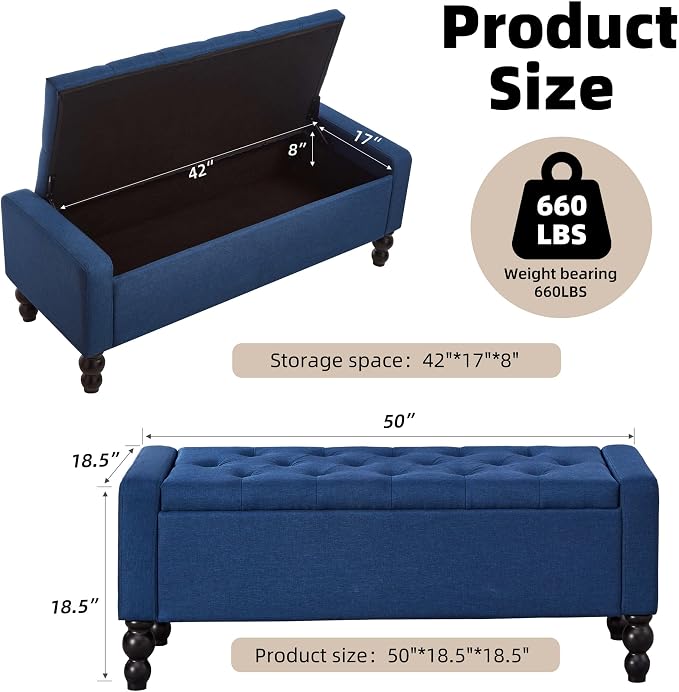 50" W Storage Ottoman Bench - Image 2