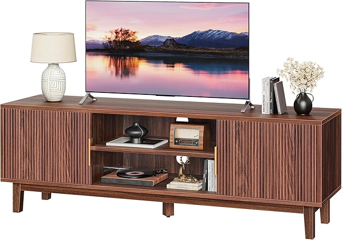 PRAISUN 54 Inch TV Stand for 50, 55 Inch TV, Fluted Entertainment Center by PRAISUN