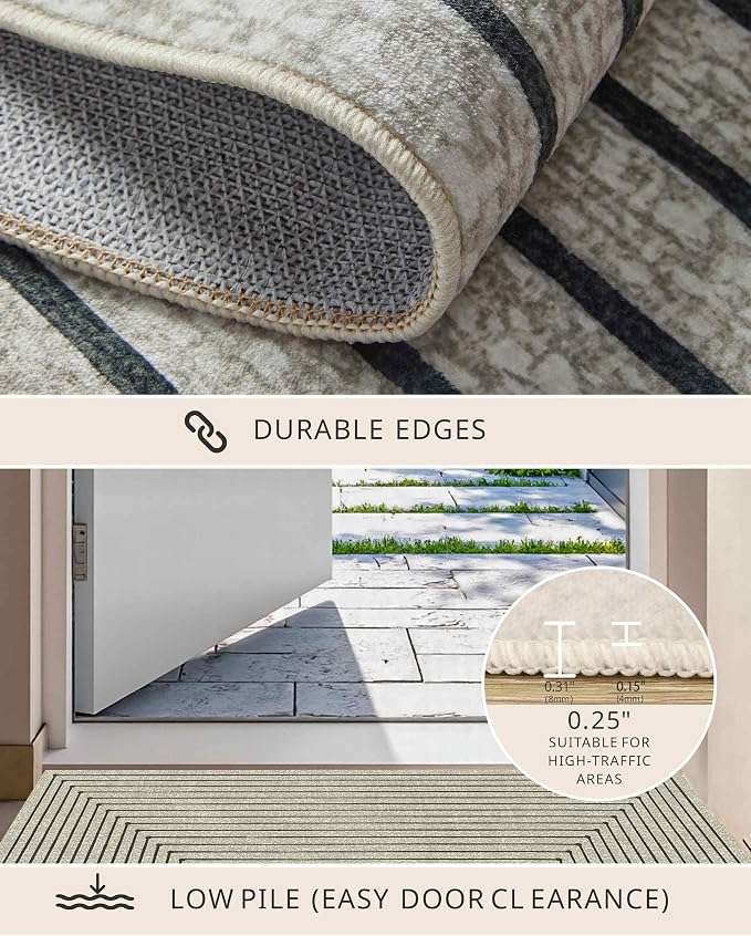 Latte&Fog 6x9 Area Rugs for Living Room Bedroom, Boho Non Slip Low Pile Carpet - Image 5