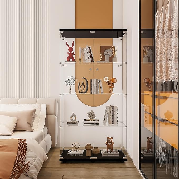 Display Cabinet with Glass Door and Lock, 4-Shelf Fast Installation in 30 Mins - Image 7