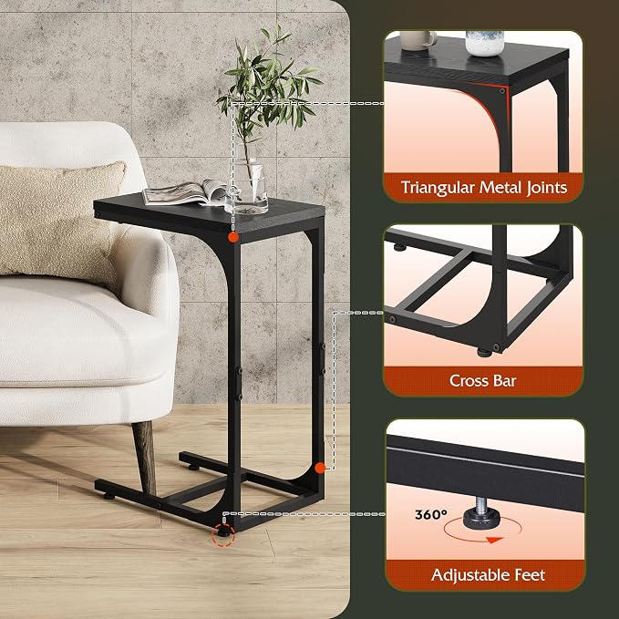WLIVE C Shaped End Table, Small Couch Side Tables - Image 6
