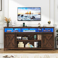 LED Farmhouse TV Stand for 80/75 inch TVs, Rustic Entertainment Center Cabinet by Bolonbi
