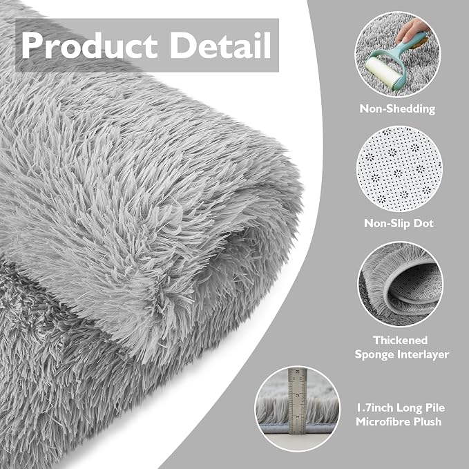 9x12 Fluffy Area Rugs for Living Room, Large Fuzzy Shag Area Rug for Bedroom - Image 3