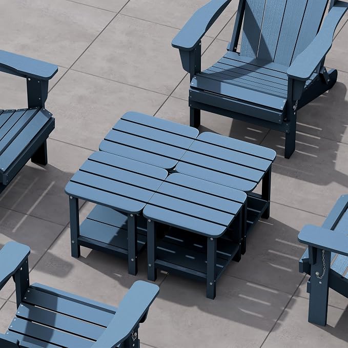 SERWALL Adirondack Table Set of 4, Outdoor Side Table- Blue by SERWALL