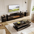4-Piece Modern Living Room Table Set, Includes High Gloss 70" Fireplace TV Stand by Nordivale
