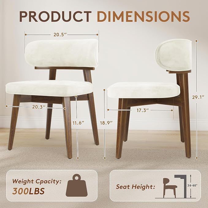 Dining Chairs Set of 4, Modern Upholstered Dining Chairs, Wooden Kitchen Chairs - Image 2