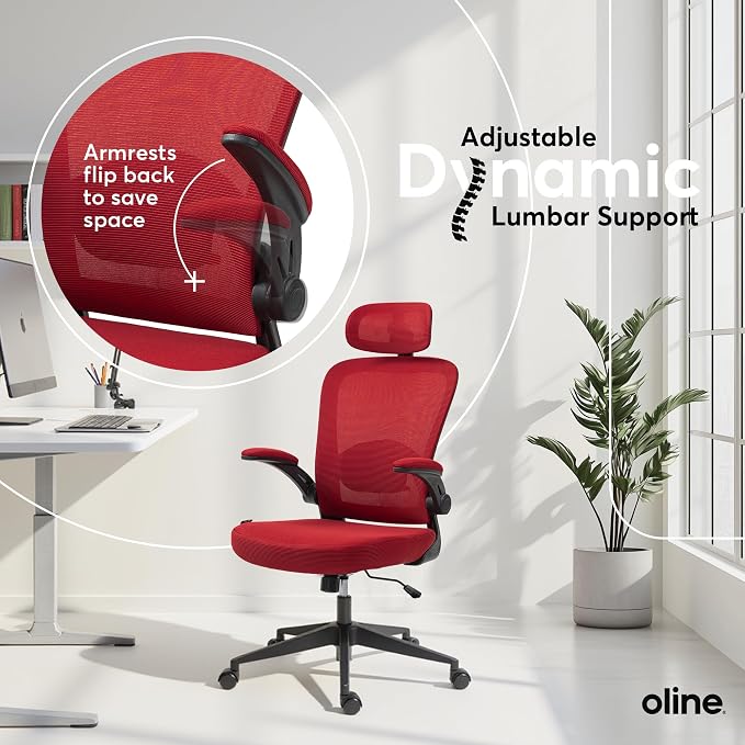 Oline ErgoAir Ergonomic Office Chair – Adjustable Lumbar Support, Flip-Up - Image 6