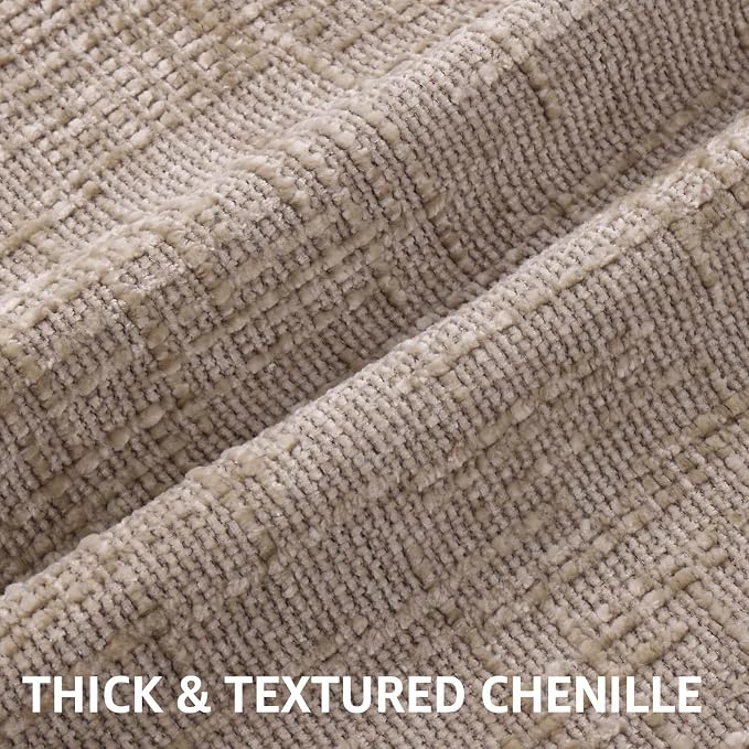 decorUhome Oatmeal Chenille Throw Pillow Covers 18x18 Set of 2 Textured Soft - Image 2