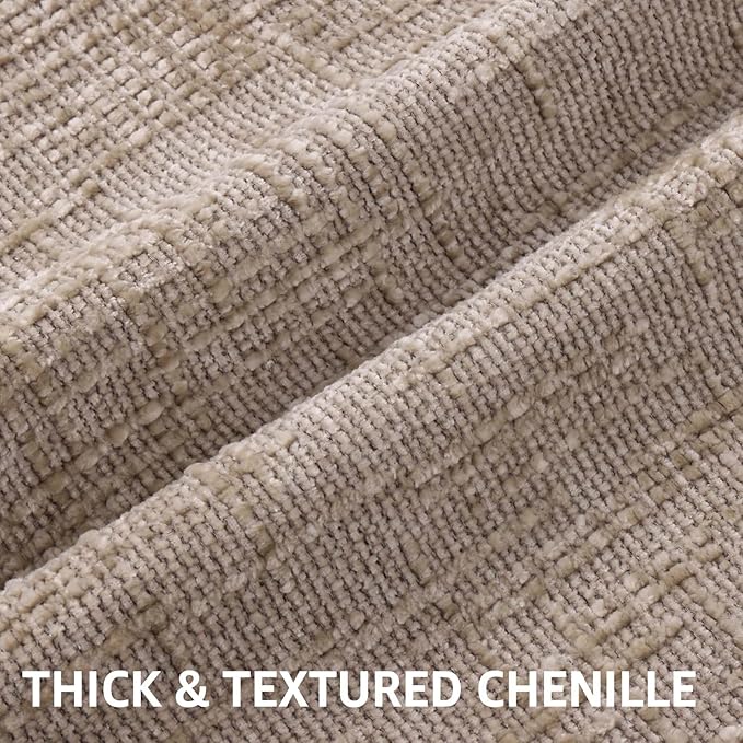 decorUhome Oatmeal Chenille Throw Pillow Covers 16x16 Set of 2 Textured Soft - Image 2