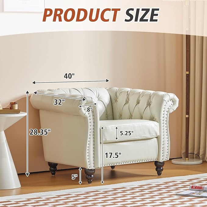 QHITTY 2 Piece Living Room Set, Sectional Chesterfield Sofa Chair Contemporary - Image 2