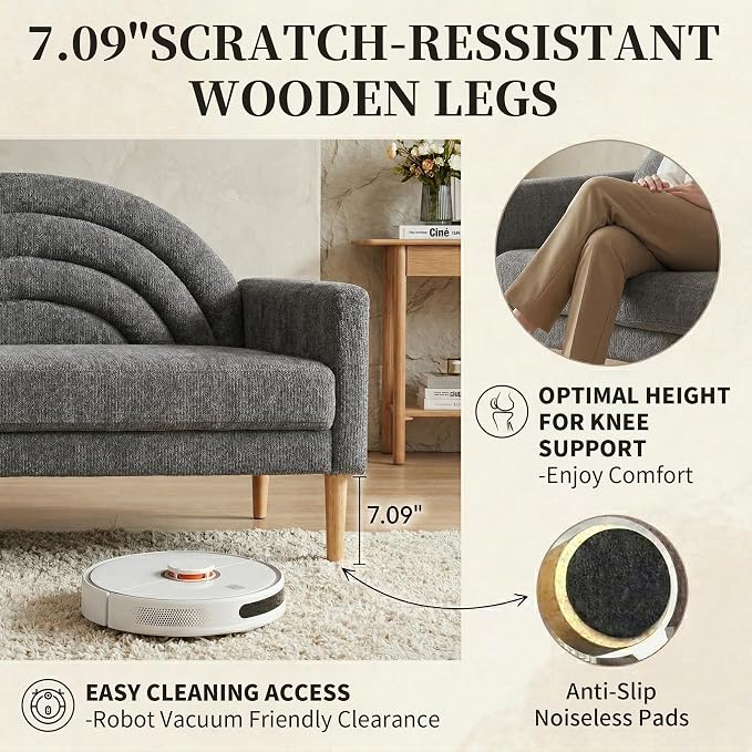 49" Small Loveseat Sofa for Small Spaces, Mid Century Modern Sofa, Linen - Image 7