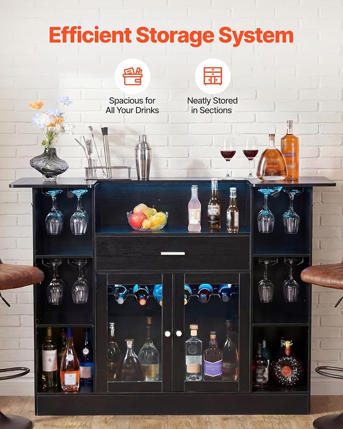 VEVOR Home Bar Unit, Wine Bar Cabinet Table 4-Tier - Image 5