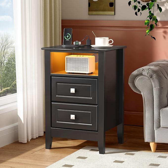 Bonnlo Black Nightstand Set of 2 - Image 8