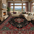 RELEANY Area Rugs 10'x12' Washable Non-Slip, Floral Vintage Distress Print by RELEANY