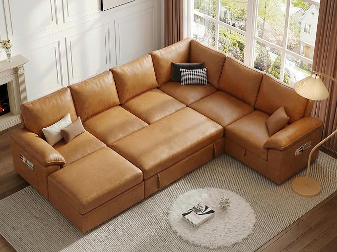 108 Inch Faux Leather Modular Sectional Sofa - Image 9