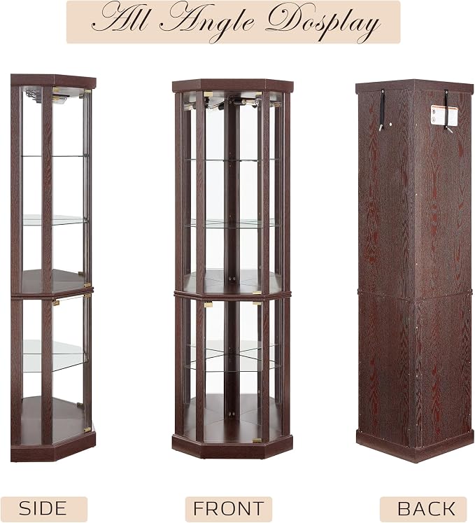 Corner Curio Cabinet, Light Bulb Inclued, Wine Bar China Cabinet - Image 5