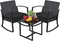 Greesum 3 Pieces Outdoor Furniture Set Patio Bistro Rocking Chairs by BuynowfromGreesum