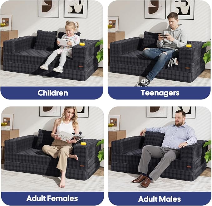COMAX Futon Sofa Bed, 4‑in‑1 Convertible Sofa Bed, Folding Boneless Couches - Image 6