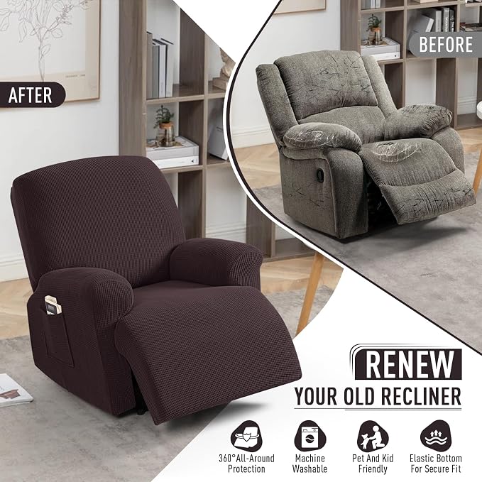 TAOCOCO Recliner Cover 4-Pieces, Recliner Stretch Sofa Slipcover, Recliner - Image 4