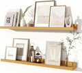 Fun Memories Picture Ledge Shelves Set of 2, 32 Inch Rustic Wall Mounted by FunMemories