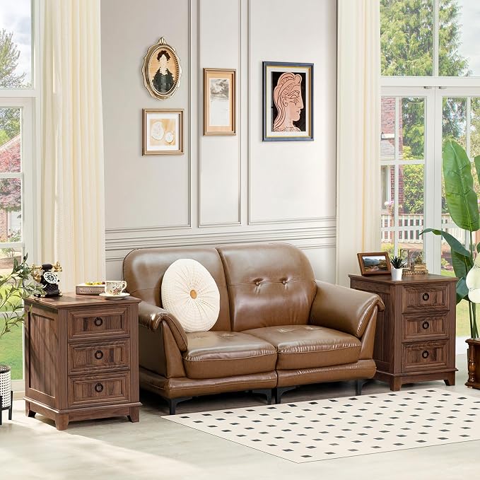 Joaxswe Farmhouse Nightstand Set of 2, 18 Inch End Table - Image 4