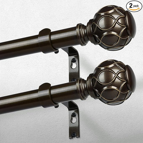 2 Pack Bronze Curtain Rod, Heavy Duty 1 Inch Decorative Curtain Rods by Wolistsa