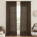 LAMIT Dark Brown Sheer Linen Curtains, 102 inch Light Filtering Semi Sheer by LAMIT