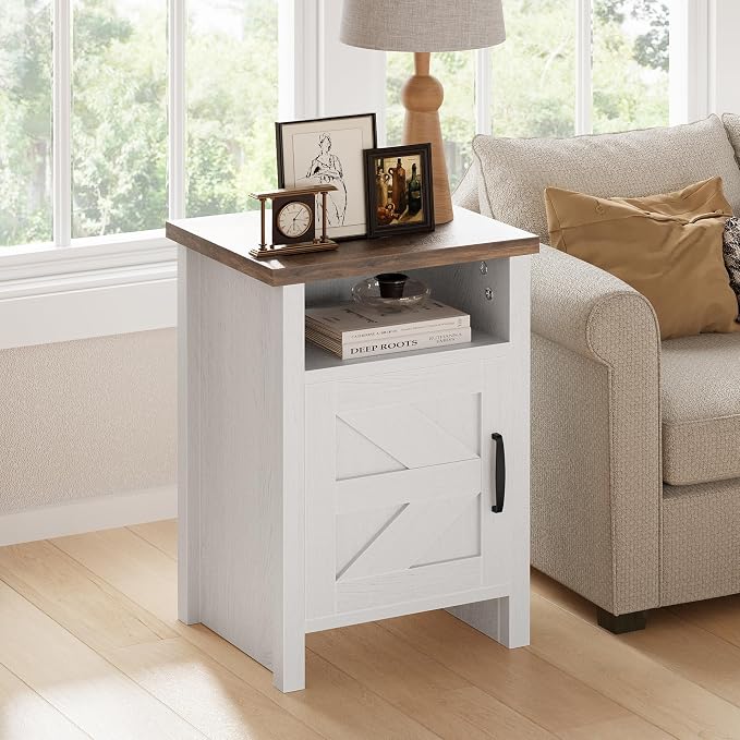 JUMMICO Farmhouse Nightstand, Modern Bedside Table - Image 5