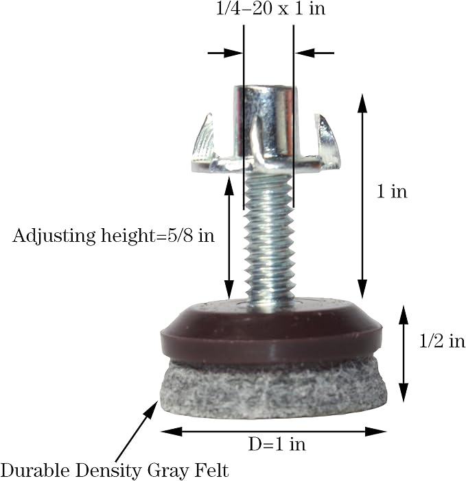 HUAYY 12 Pack Adjustable Furniture Leveling Feet, 1/4-20 Threaded Stem - Image 3