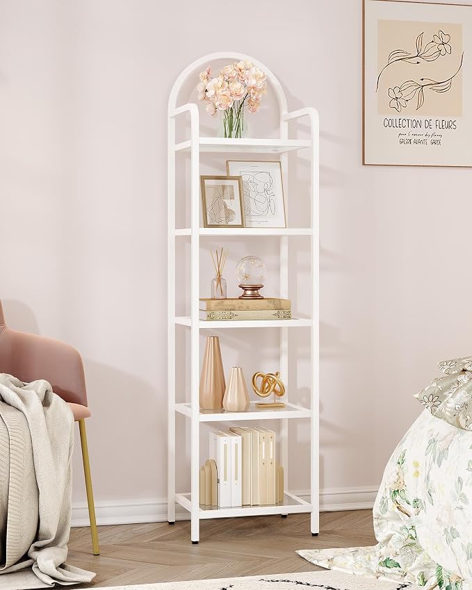 Hzuaneri Bookcase Bookshelf, Tempered Glass Bookshelves, Slim Shelving Unit - Image 8