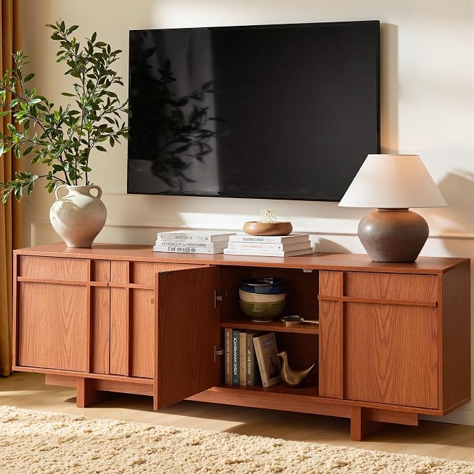 TV Stand for 75 Inch TV, Mid Century Modern TV Stand - Image 5