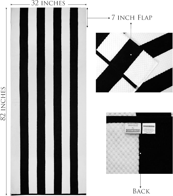 COTTON CRAFT Beach Lounge Chair Cover – 2 Pack Euro Spa Waffle Terry Towel - Image 6