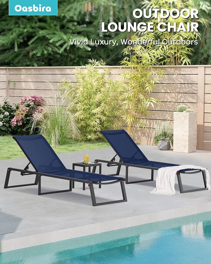 Aluminum Chaise Lounge Chair Outdoor, Foldable& No Assembly Patio Pool Lounge - Image 7