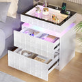 Night Stand with Charging Station and Smart RGB Lights, LED Nightstand with by VlsrkaFurniture