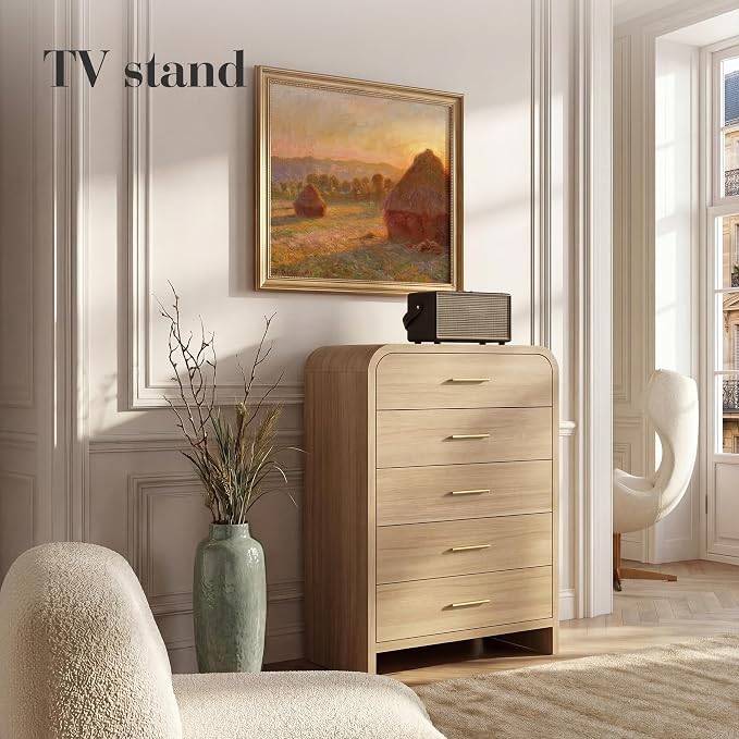 Curved 5-Drawer Dresser for Bedroom, 45.59" Tall Modern Chest of Drawers - Image 4