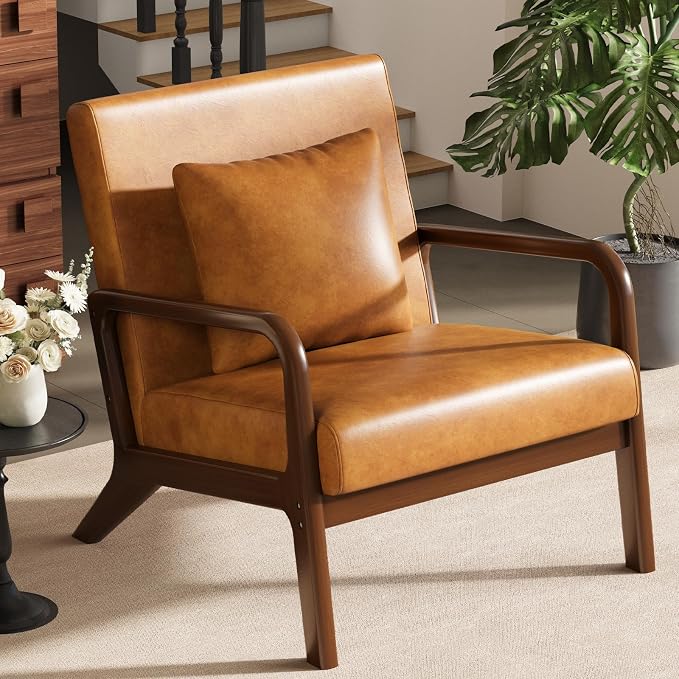ELUCHANG Mid-Century Modern Chair, Upholstered Accent Chair Reading Arm Chair by ELUCHANG