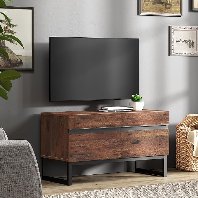 WAMPAT Modern TV Stand for 26-40 Inch TVs, Wood Entertainment Center by WAMPAT