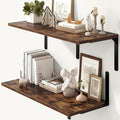 Fun Memories Rustic Brown 12 Inch Deep Floating Shelves Set of 2, Wall Mounted by FunMemories