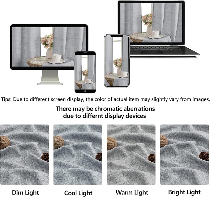 OWENIE Grey Valances for Windows 1 Pcs 20 Inch Length, Light Filtering Textured - Image 9