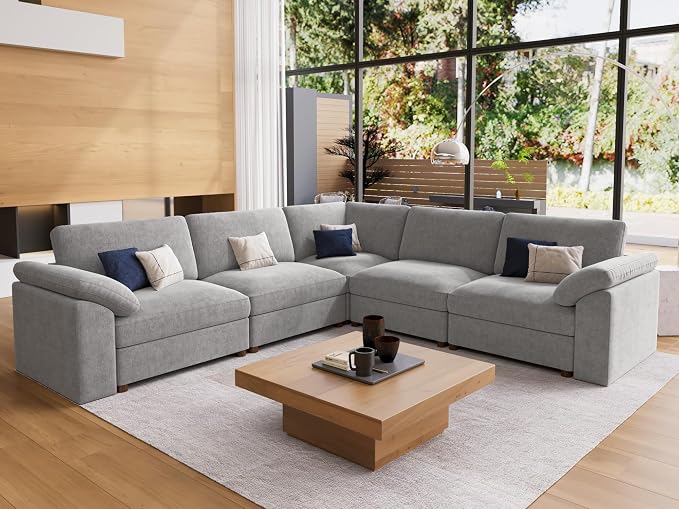 EASE MOOSE Oversized L Shape Sectional Modular Sofa，Comfty Chenille Sectional - Image 3