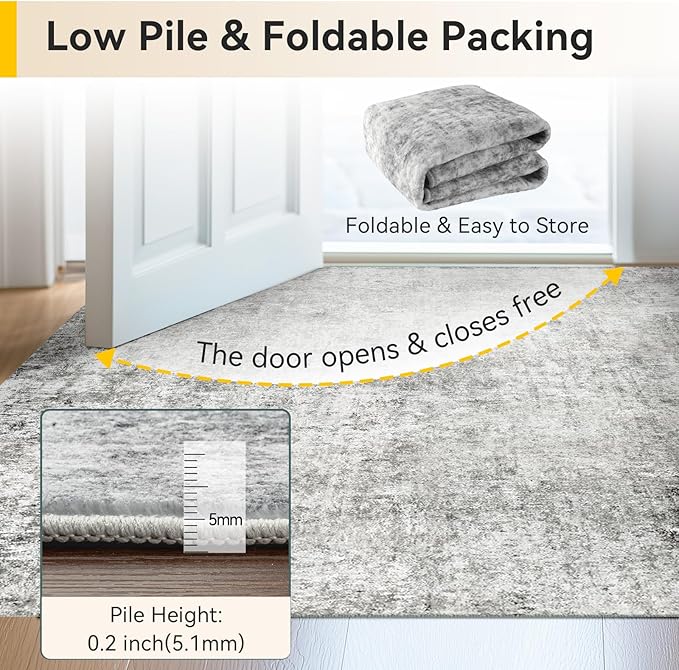 Washable Area Rugs 2'x6' Non-Slip Modern Abstract Soft - Image 6