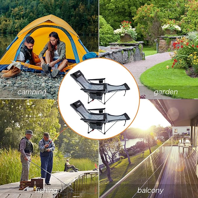 Reclining Camping Chair with Removable Footrest Lounge Chair with Headrest - Image 9